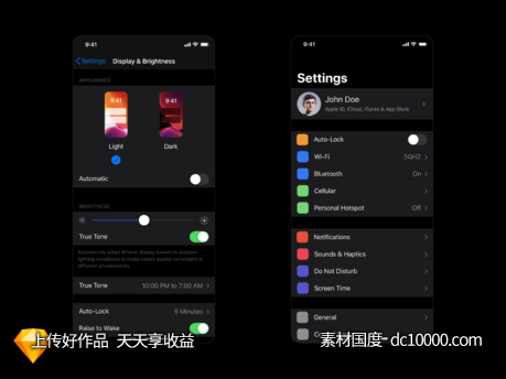 iOS 13 Darkmode 设置页面ui .sketch素材下载 - 源文件