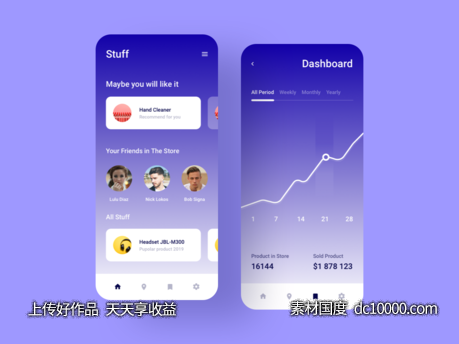 dashboard app ui .sketch .xd .fig素材下载-源文件-素材国度dc10000.com