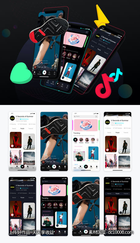 抖音国际版TikTok ios app ui redesign .sketch素材下载 - 源文件