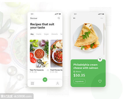 美食食谱 外卖app ui .xd素材下载 - 源文件