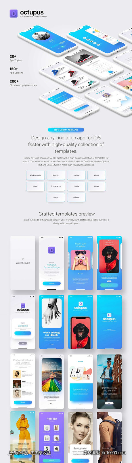 社交APP UI kit Octupus .sketch素材下载-源文件-素材国度dc10000.com