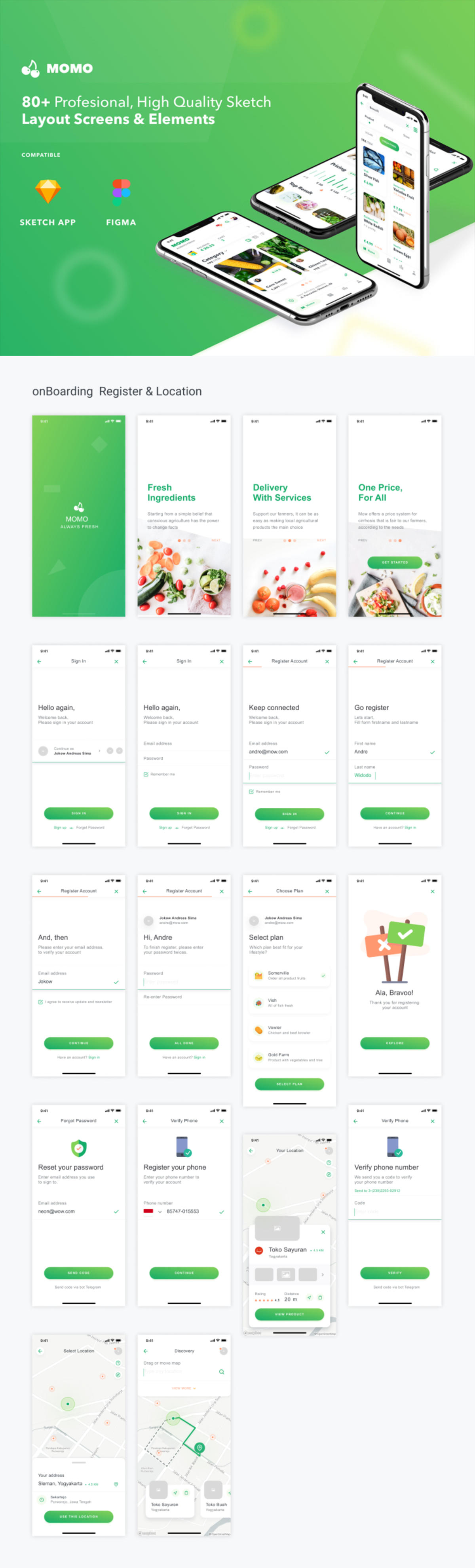 农产品电商app ui kit MOMO .fig .sketch素材下载