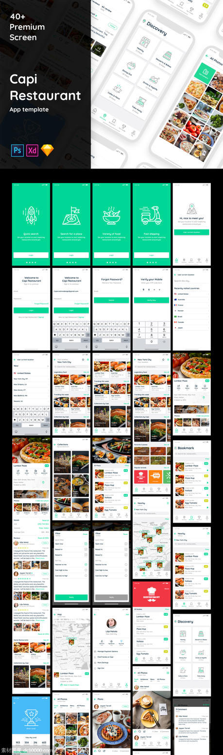 餐厅、饮食app ui capi .sketch .xd .psd素材下载 - 源文件