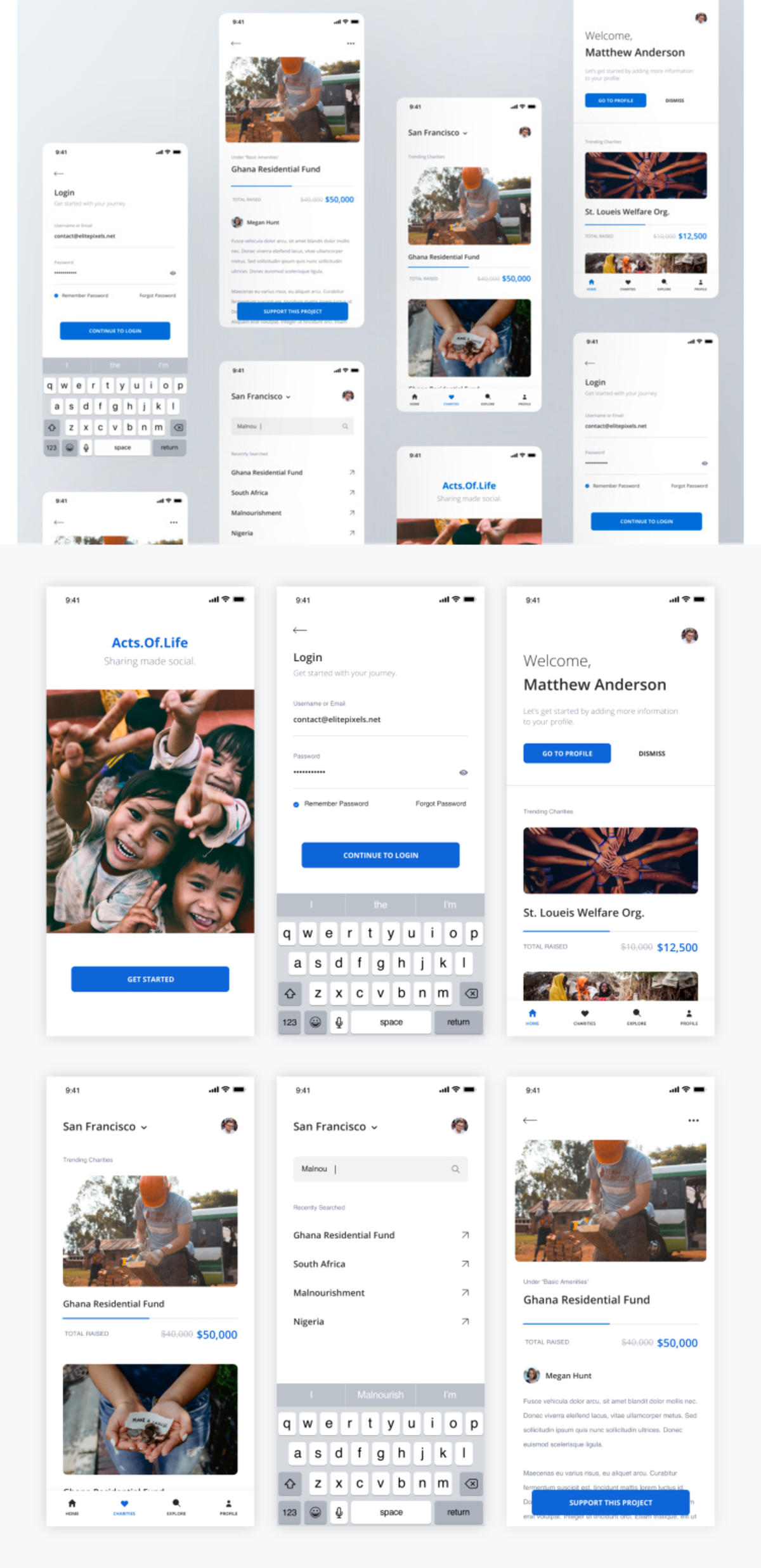 非盈利慈善机构 app ui .sketch素材下载