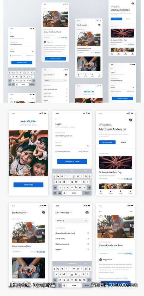 非盈利慈善机构 app ui .sketch素材下载-源文件-素材国度dc10000.com