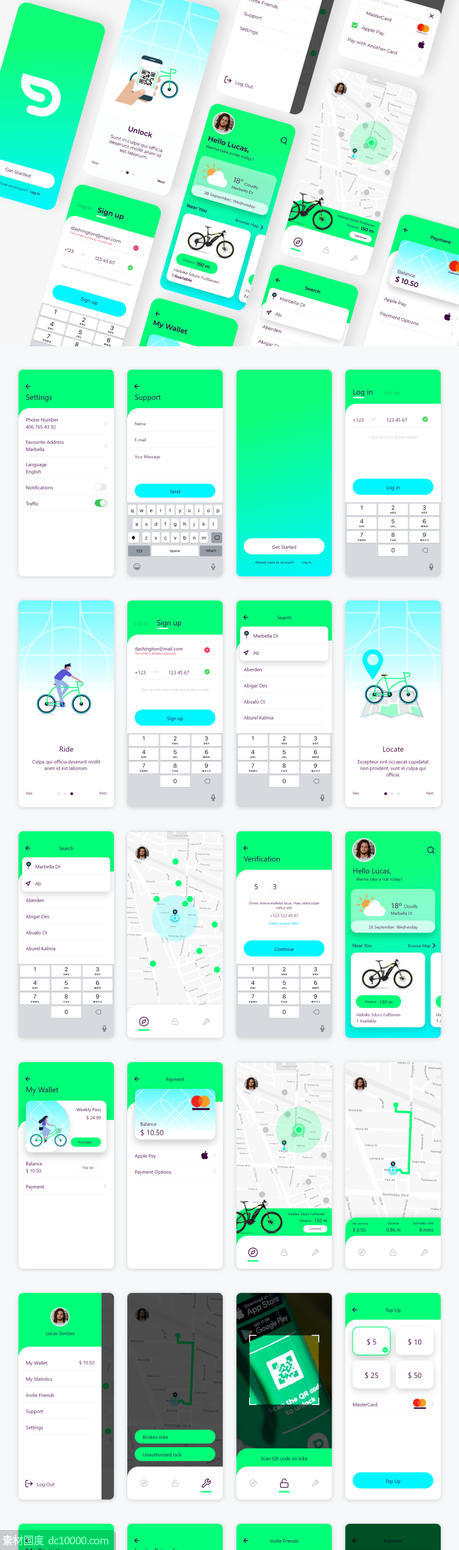 成套共享单车app ui .sketch素材下载 - 源文件