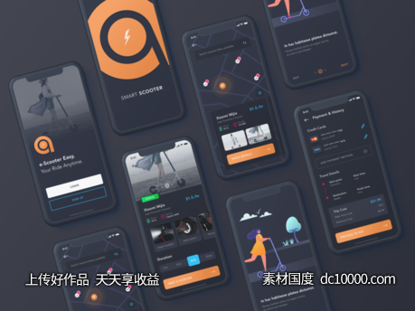 共享电动滑板车app ui .sketch素材下载-源文件-素材国度dc10000.com