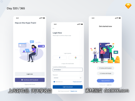 app login 界面ui .sketch素材下载-源文件-素材国度dc10000.com