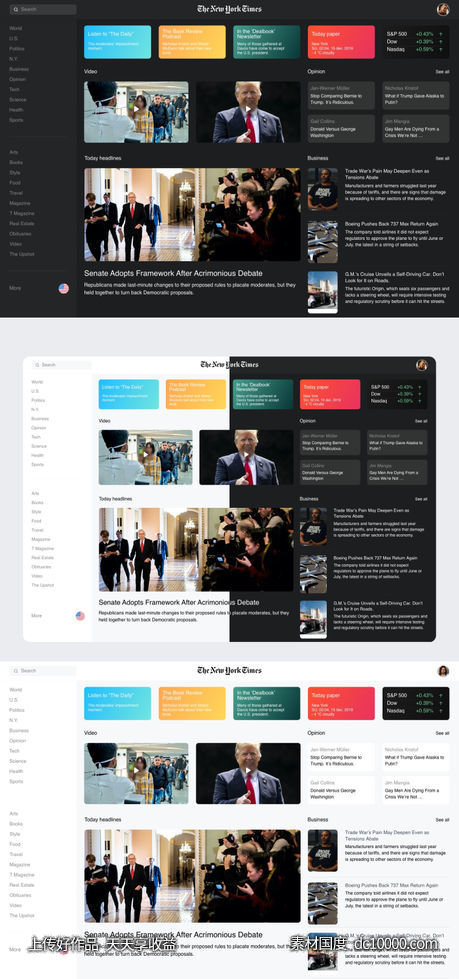 纽约时报New York Times ipad app web redesign .sketch素材下载-源文件-素材国度dc10000.com