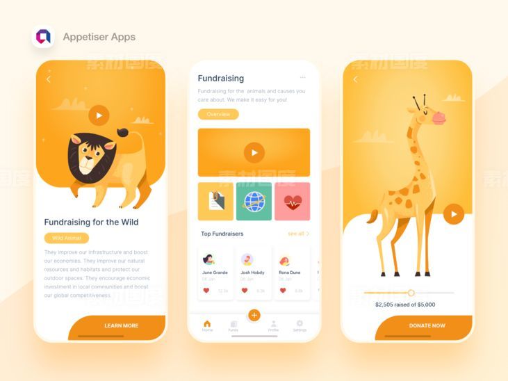 动物保护组织募捐app ui .xd素材下载