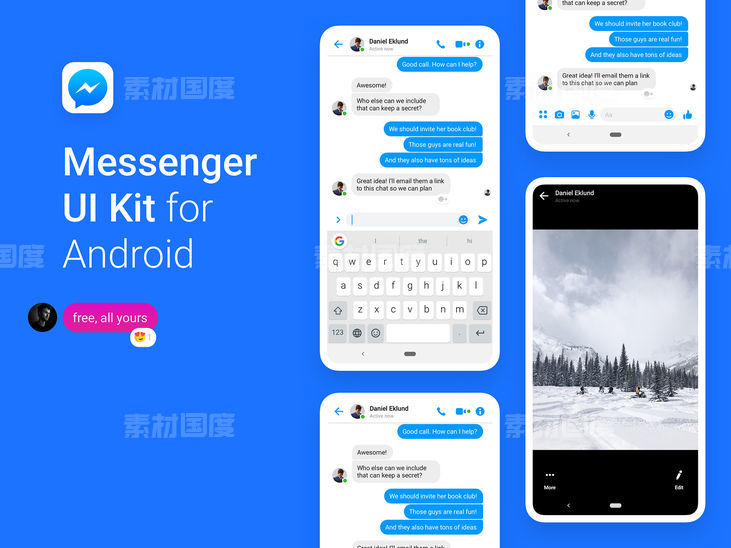 Facebook Messenger UI Kit for Android 聊天app .sketch素材下载