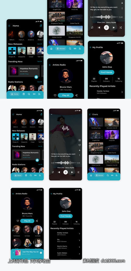 音乐app ui .sketch素材下载-源文件-素材国度dc10000.com