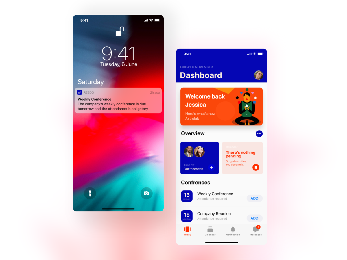 企业办公app 首页UI .xd素材下载