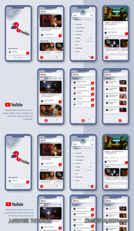  视频app youtube ui redesign .fig素材下载-源文件-素材国度dc10000.com