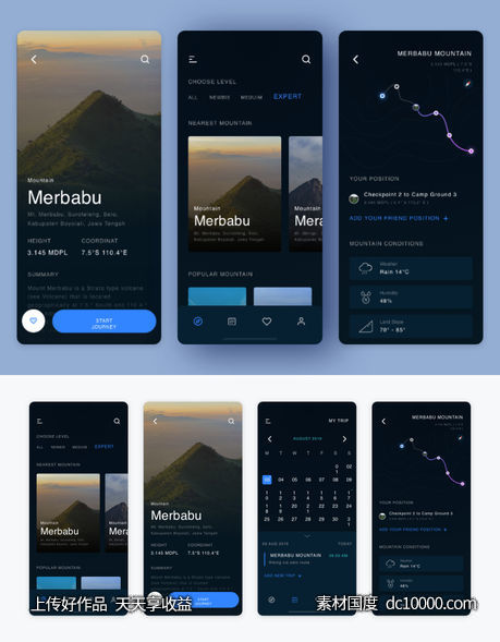 爬山旅行app ui .sketch素材下载-源文件-素材国度dc10000.com