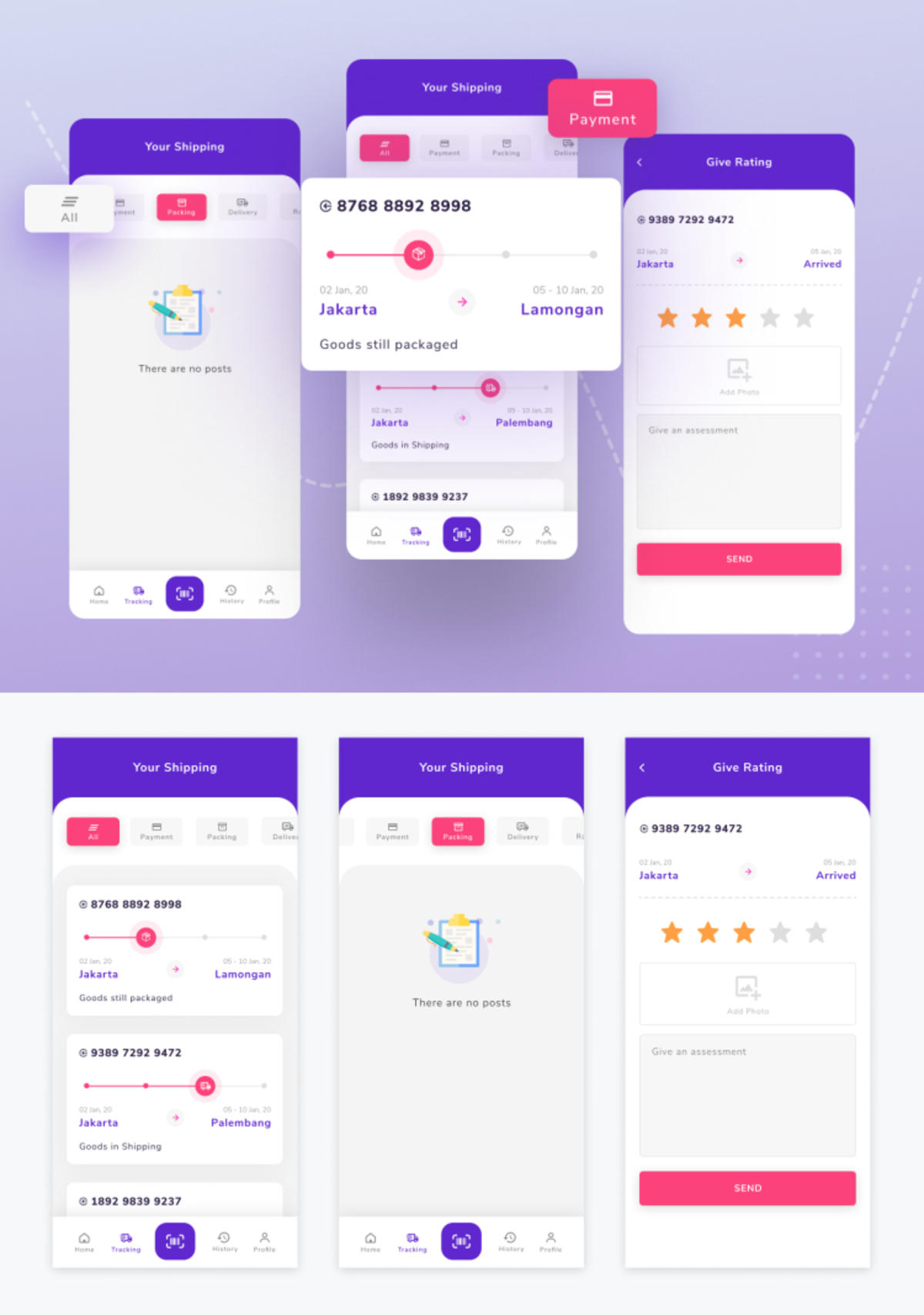 电商app 物流、评价页面UI .fig素材下载
