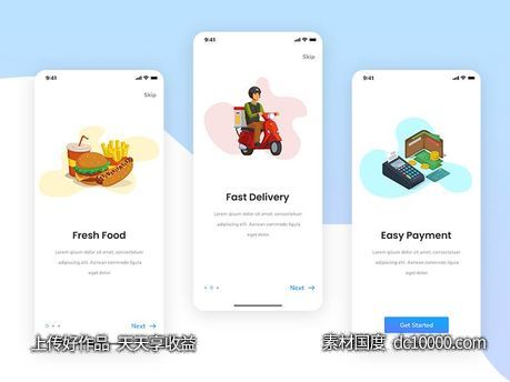 Food Onboarding Screens .psd下载-源文件-素材国度dc10000.com