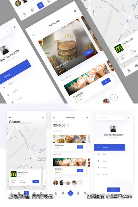 餐厅地图搜索app ui .xd素材下载-源文件-素材国度dc10000.com