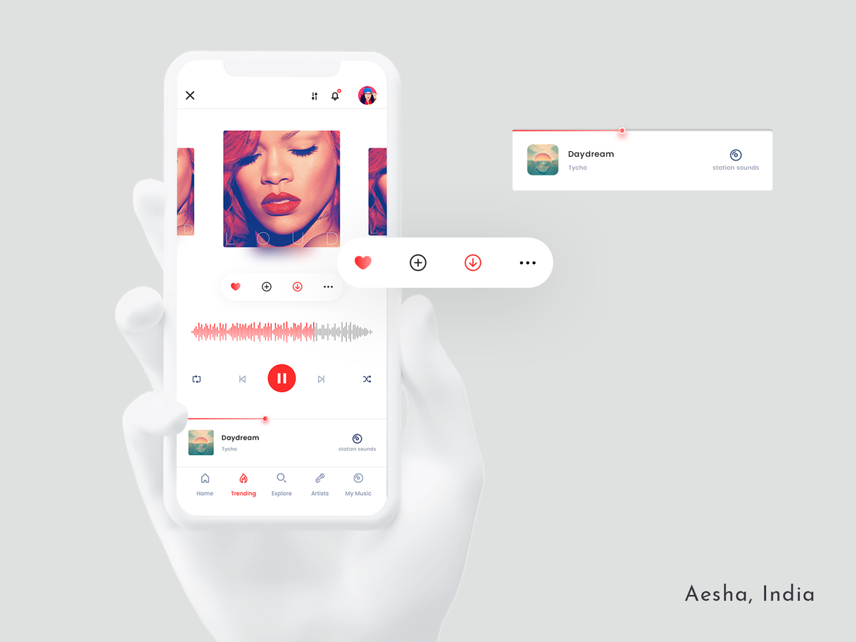 Music Player app ui .psd素材下载
