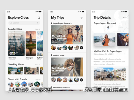 旅行app ui .sketch素材下载-源文件-素材国度dc10000.com