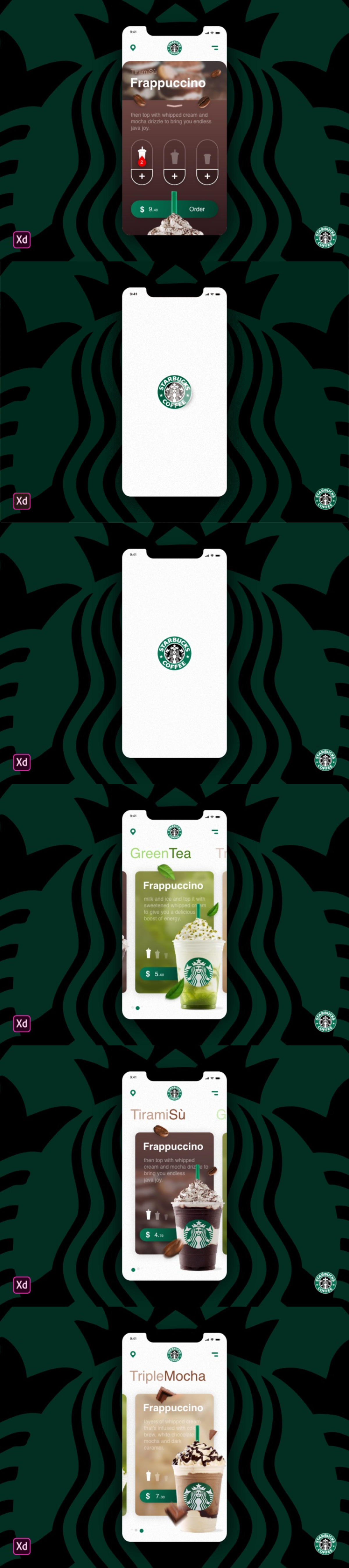 starbucks 星巴克app ui界面 .xd素材下载