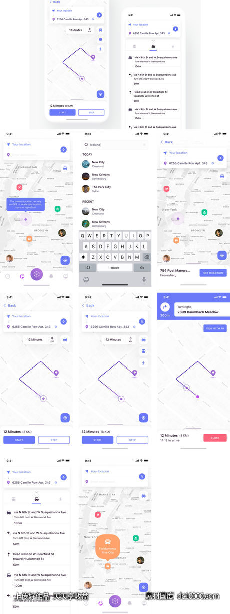 Eggplore 简约地图app ui 模板 .sketch素材下载-源文件-素材国度dc10000.com