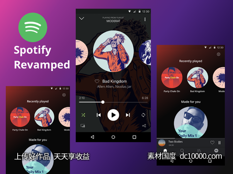 Spotify ui redesign .sketch素材下载-源文件-素材国度dc10000.com
