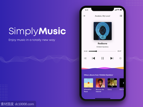 Music streaming app concept .sketch素材下载 - 源文件