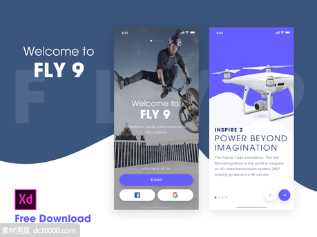 FLY 9 Creative App ui .xd素材下载 - 源文件