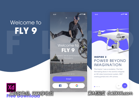 FLY 9 Creative App ui .xd素材下载-源文件-素材国度dc10000.com