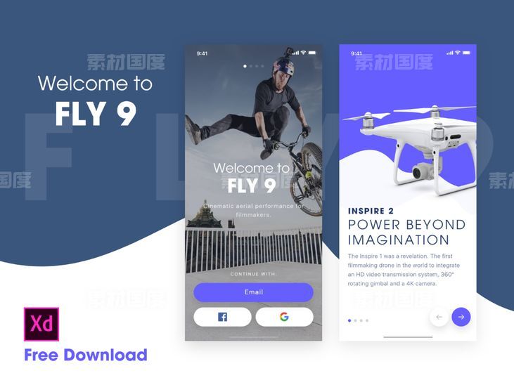 FLY 9 Creative App ui .xd素材下载
