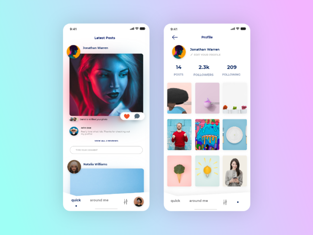 社交app 信息流页面用户信息页 .xd素材下载