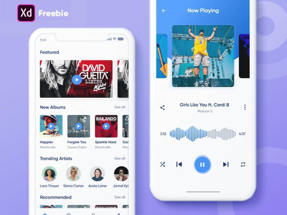 Music App ui .XD 素材下载