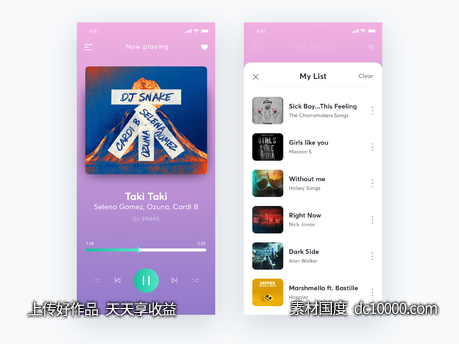 Music Player UI .sketch下载-源文件-素材国度dc10000.com