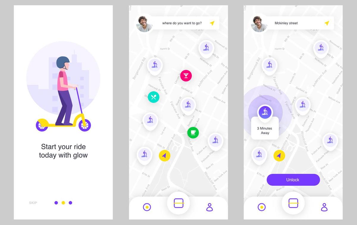 基于位置的租赁app ui .xd素材下载