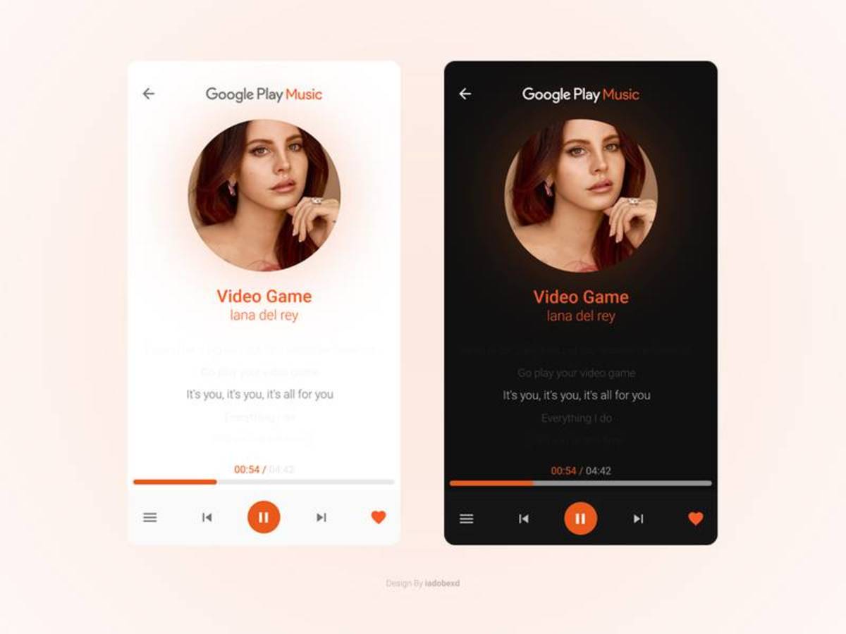 Google Play Music App ui .xd素材下载