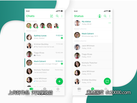 Whatsapp App ui .fig下载-源文件-素材国度dc10000.com
