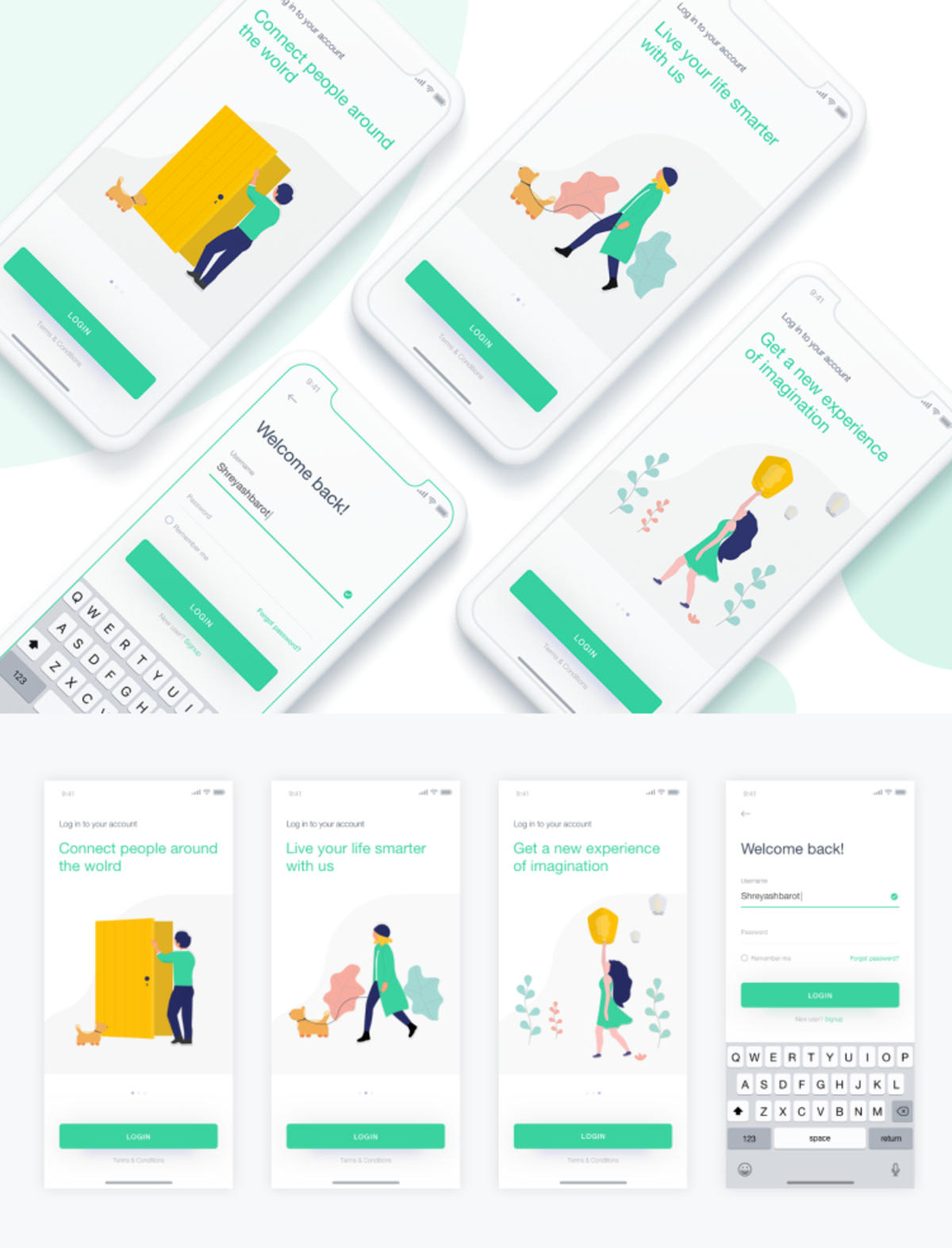 一组onboading 登陆页面ui .sketch素材下载