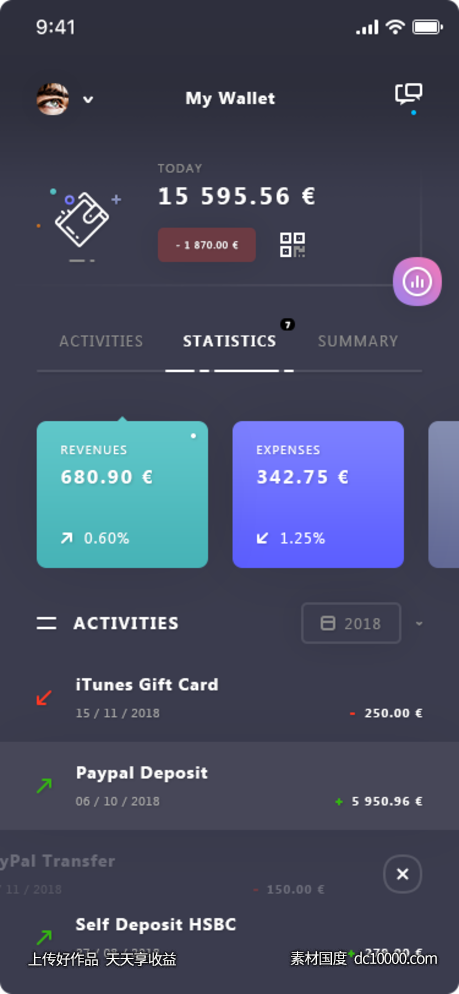 深浅两个主题的app钱包ui .psd素材下载-源文件-素材国度dc10000.com