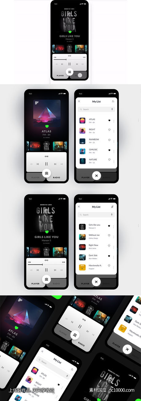 Spotify Redesign ui .studio素材下载-源文件-素材国度dc10000.com