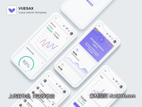 Vuejs Admin Dashboard app ui .fig .sketch .xd素材下载-源文件-素材国度dc10000.com