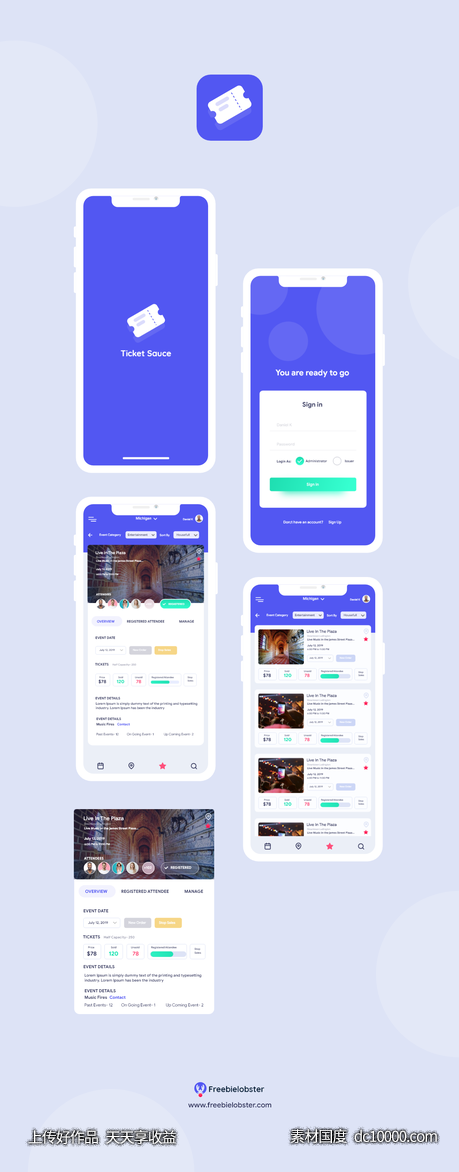 购票app ui .xd素材下载-源文件-素材国度dc10000.com