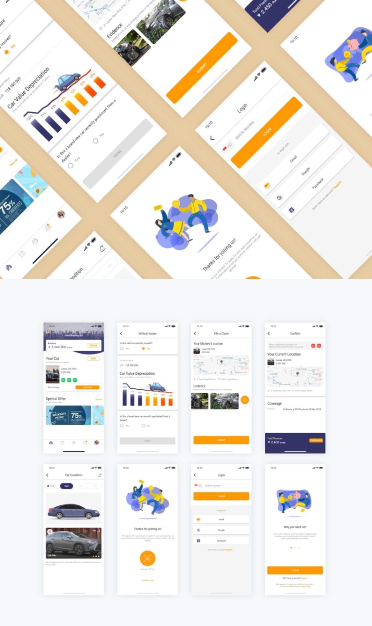 汽车保险APP ui .xd素材下载