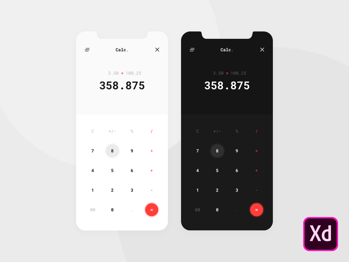 计算器app界面ui .xd下载