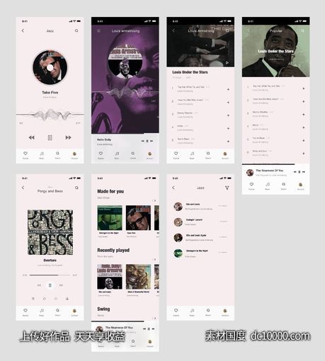 Leuphorie Music app UI Kit  mockup .sketch素材下载-源文件-素材国度dc10000.com