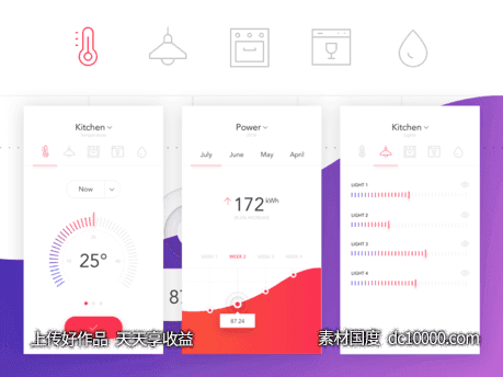 智能家居app ui .sketch下载-源文件-素材国度dc10000.com