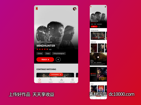 Netflix App ui .sketch下载-源文件-素材国度dc10000.com