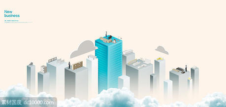商务科技城市智能化办公手机电脑云端办公海报PSD分层设计素材 - 源文件