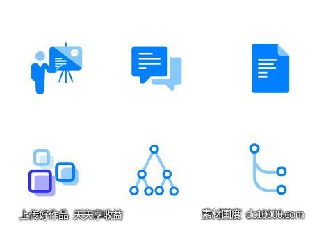 一组蓝色商务图标.ai.svg下载-源文件-素材国度dc10000.com