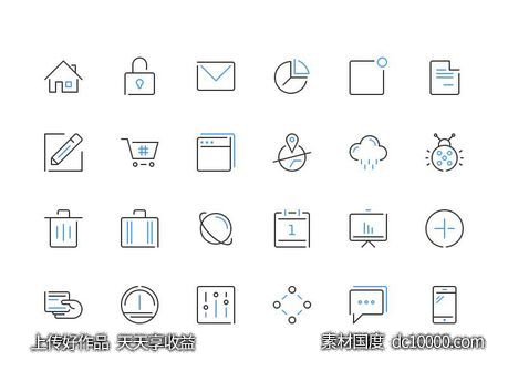 一组线形图标psd下载-源文件-素材国度dc10000.com